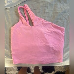 Pink Asymmetrical cropped tank/ longline Sports Bra